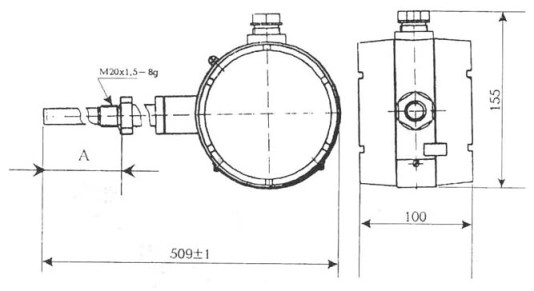 Габаритные размеры ультразвукового сигнализатора уровня УСУ-1 